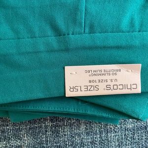 Chico’s turquoise pants So Slimming Brigette Slim Leg Size 10 R (or 1.5R)